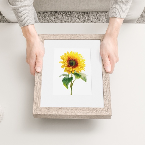 Watercolor Sunflower Wall Art Print, Unframed - Radiant Floral Bliss - Picture 6 of 7